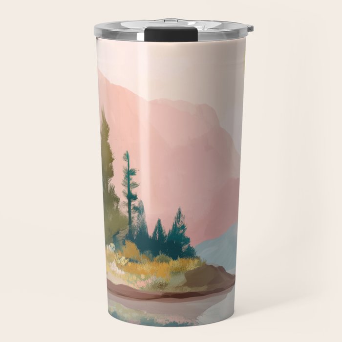 Pastel Mountain Lake Travel Mug Gallery Image 1