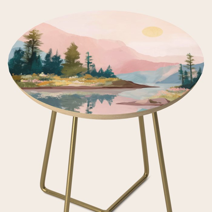 Pastel Mountain Lake Side Table Gallery Image 2