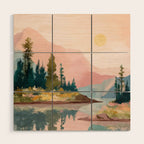 Pastel Mountain Lake Wood Wall Art Gallery Image 1