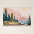 Pastel Mountain Lake Welcome Mat Gallery Image 1