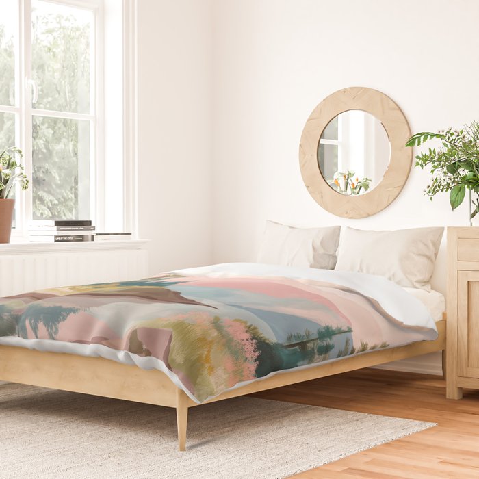 Pastel Mountain Lake Duvet Cover Gallery Image 2