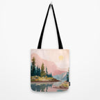 Pastel Mountain Lake Tote Bag Gallery Image 2