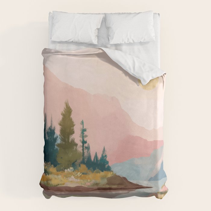 Pastel Mountain Lake Duvet Cover Gallery Image 6