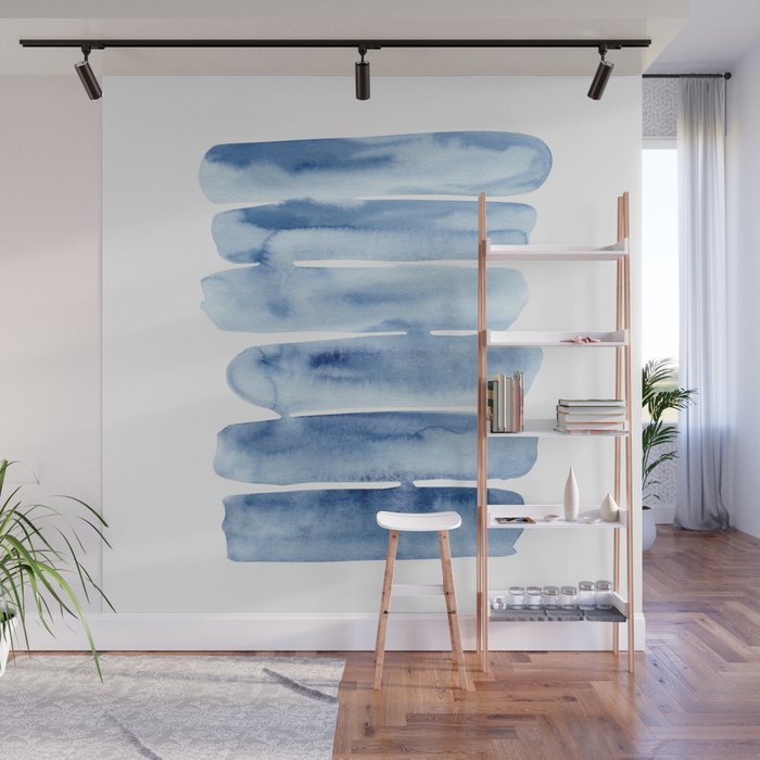 Blue Lines | Watercolor Painting Wall Mural Gallery Image 1