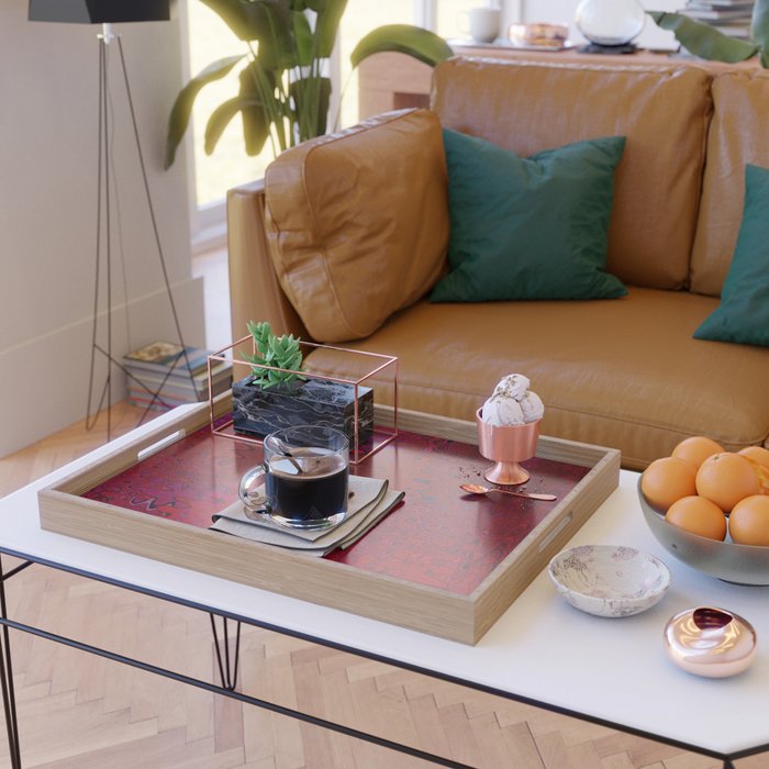 Red And Purple Abstract Painting Serving Tray Gallery Image 2