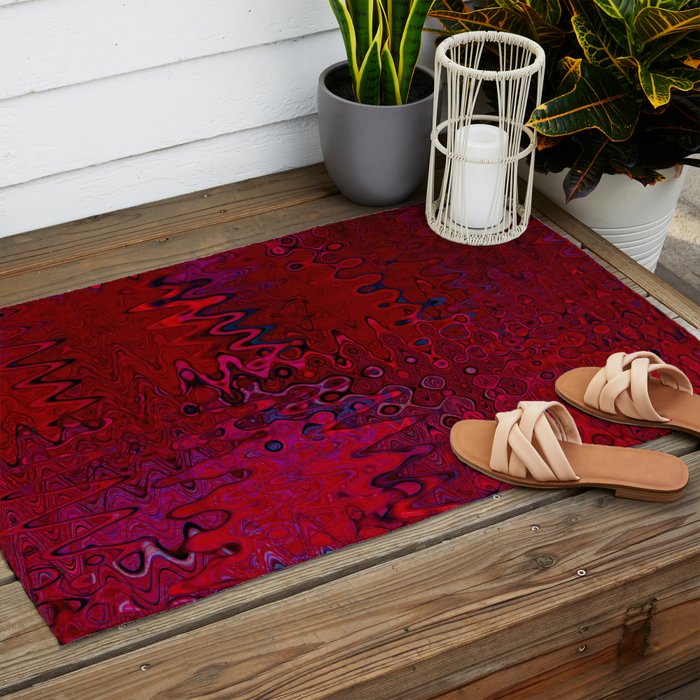 Red And Purple Abstract Painting Outdoor Rug Gallery Image 2