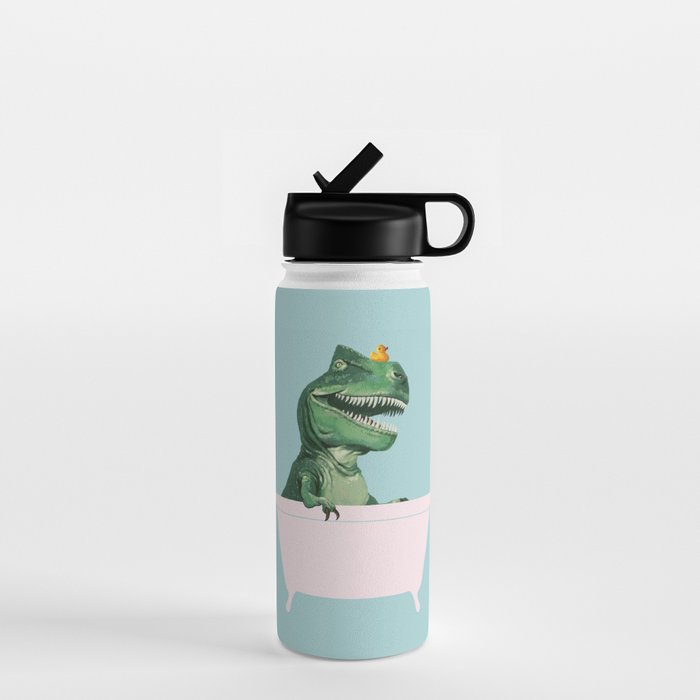 Playful T-Rex in Bathtub in Green Water Bottle Gallery Image 1