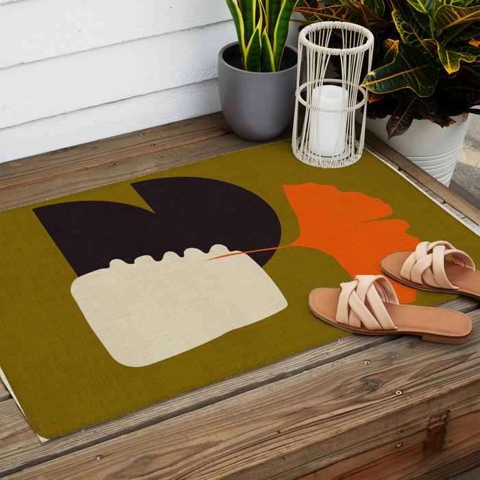 boho minimal fall shapes Outdoor Rug Gallery Image 2