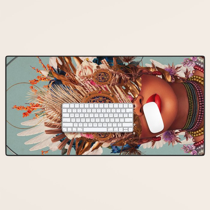 Blossom in a golden asymmetry Desk Mat Gallery Image 1
