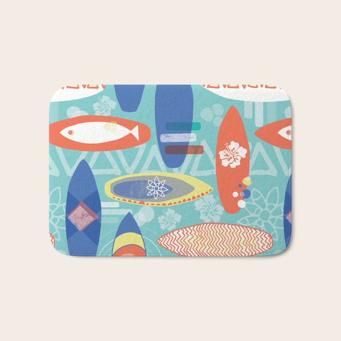 Vintage Surfboards Pattern Bath Mat Gallery Image 1