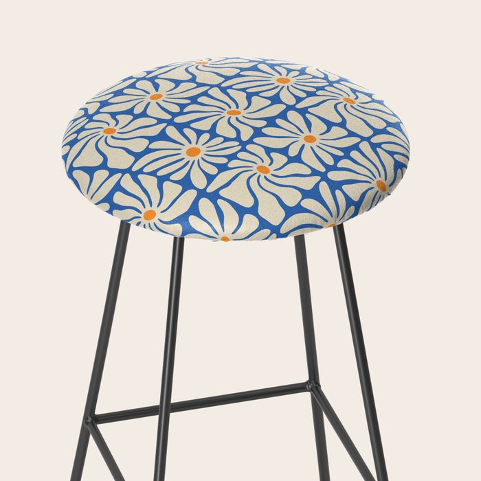 Vintage daisy flower art pattern Stool Gallery Image 2