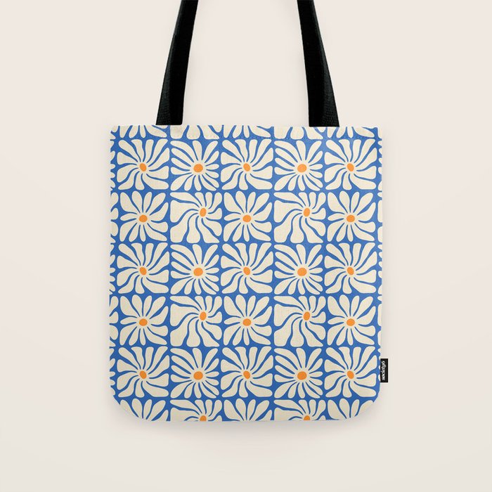 Vintage daisy flower art pattern Tote Bag Gallery Image 1