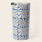 Vintage daisy flower art pattern Travel Mug Gallery Image 3