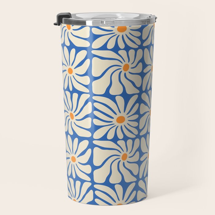 Vintage daisy flower art pattern Travel Mug Gallery Image 3