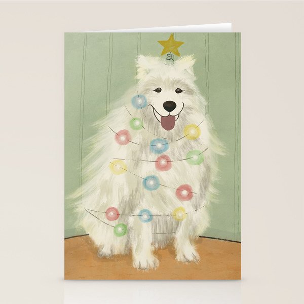 Lit up Holiday Samoyed Stationery Card Gallery Image 2