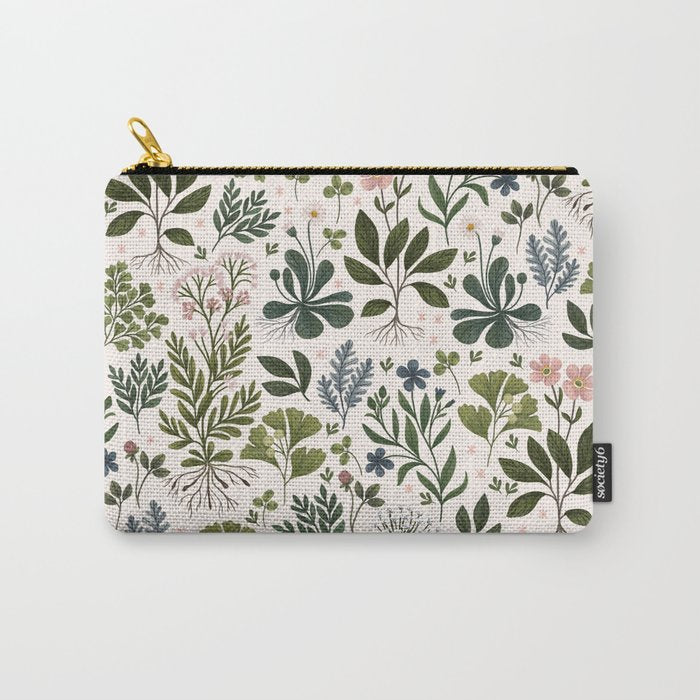 Herbarium ~ vintage inspired botanical art print ~ white Carry All Pouch Gallery Image 1