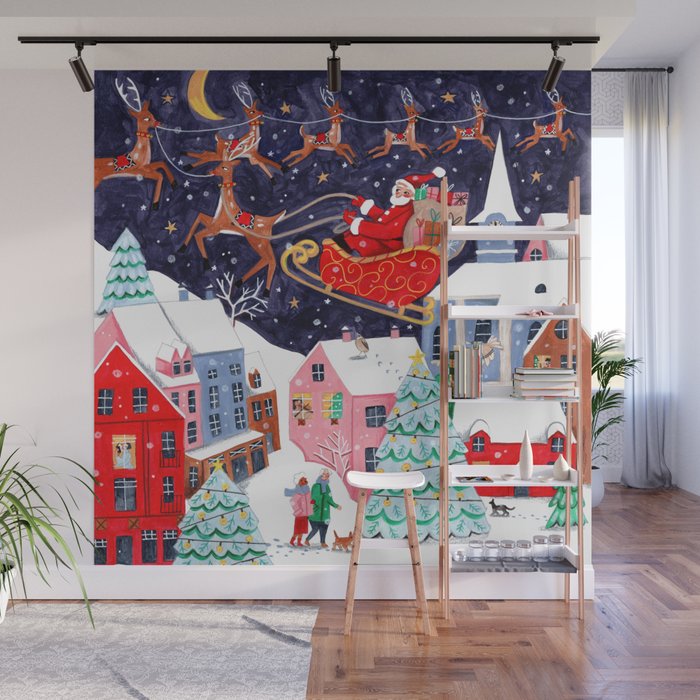 Christmas Village Santa Wall Mural Gallery Image 1