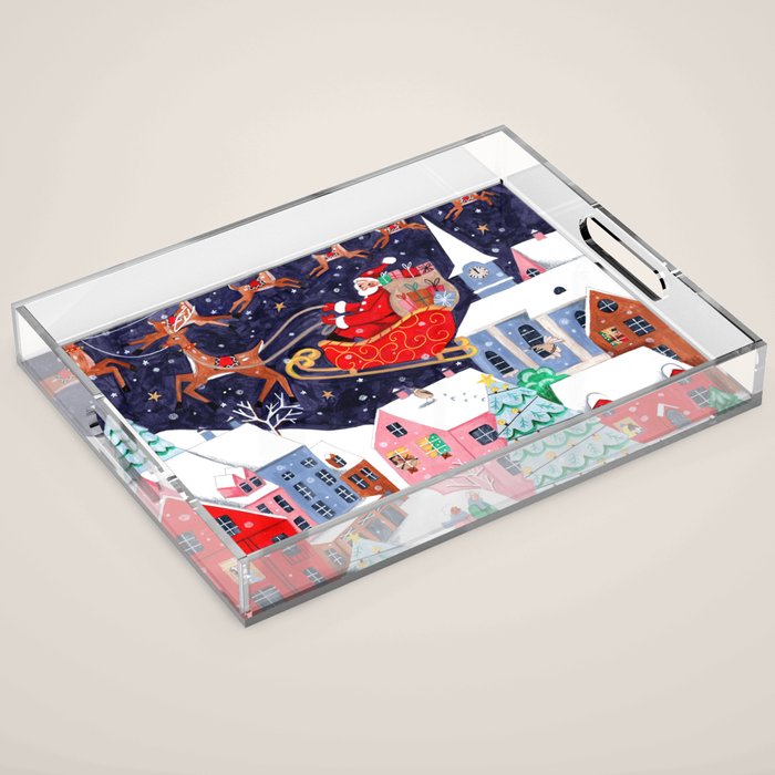 Christmas Village Santa Acrylic Tray Gallery Image 1