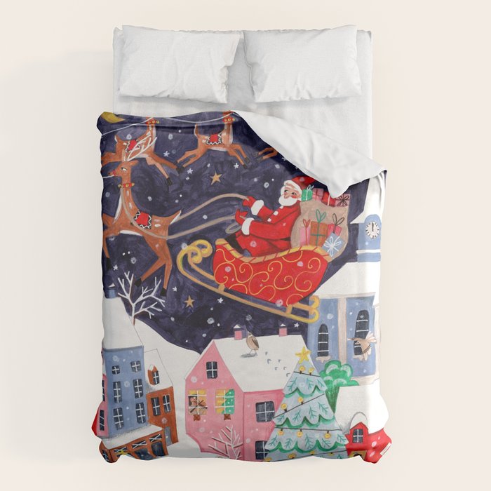 Christmas Village Santa Duvet Cover Gallery Image 1