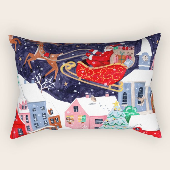 Christmas Village Santa Rectangular Pillow Gallery Image 1