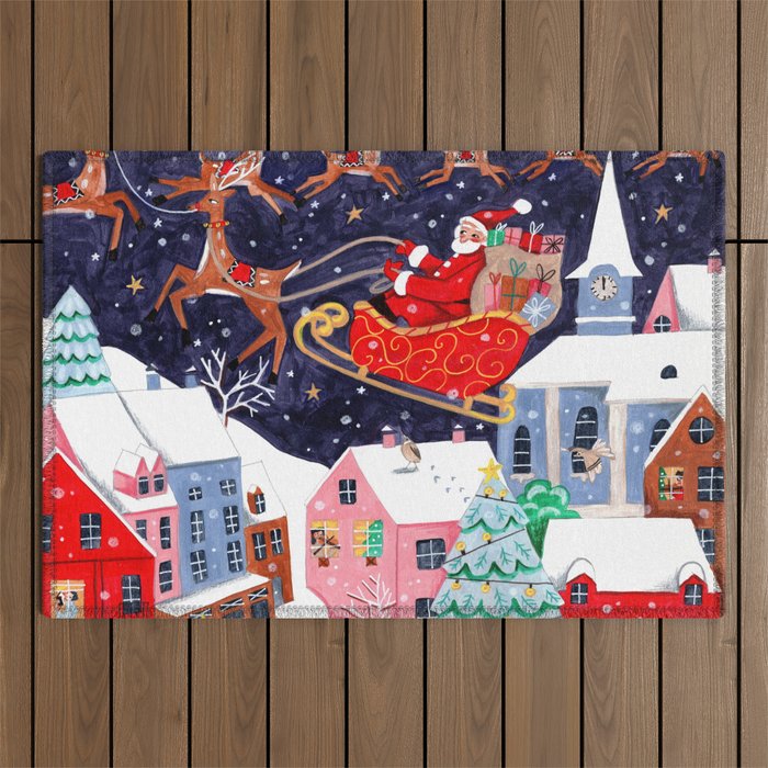 Christmas Village Santa Outdoor Rug Gallery Image 1