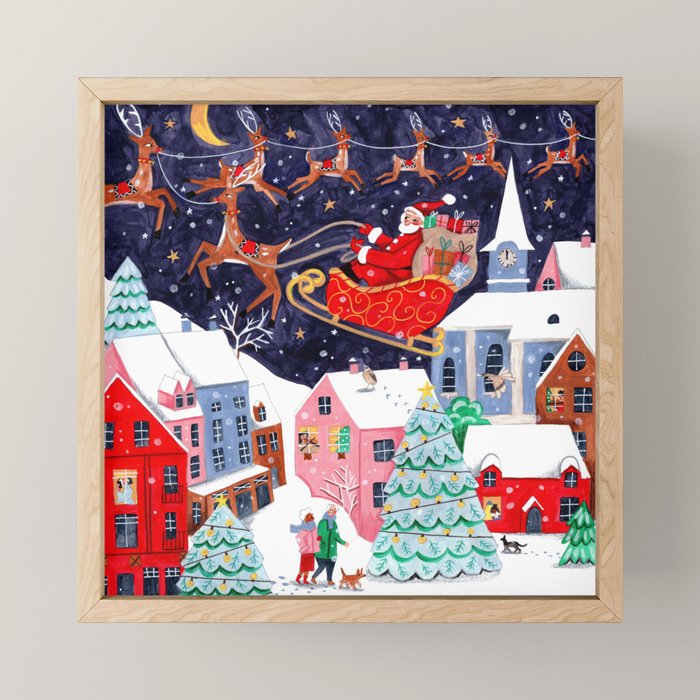 Christmas Village Santa Mini Art Print