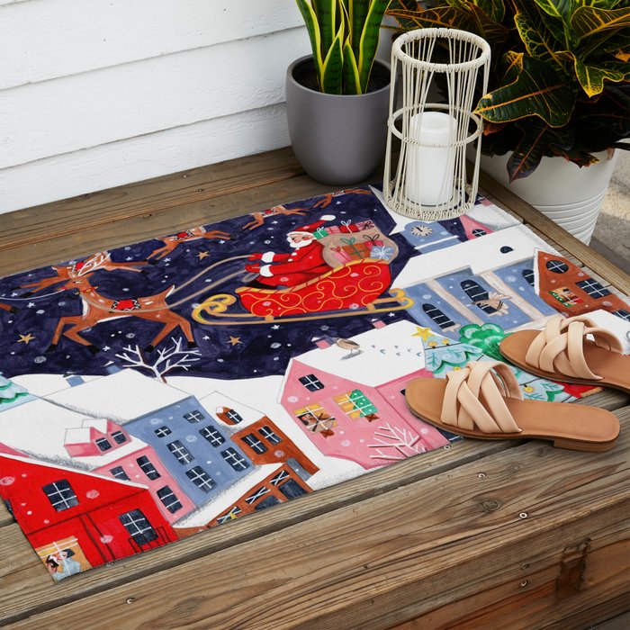Christmas Village Santa Outdoor Rug Gallery Image 2