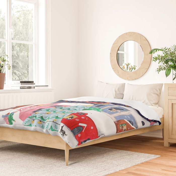 Christmas Village Santa Duvet Cover Gallery Image 2