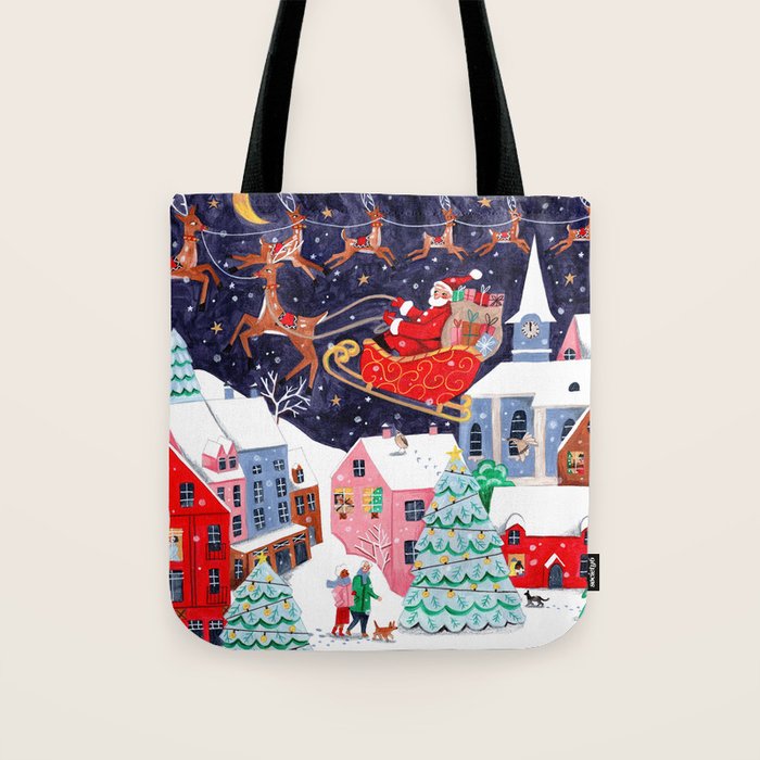 Christmas Village Santa Tote Bag Gallery Image 1