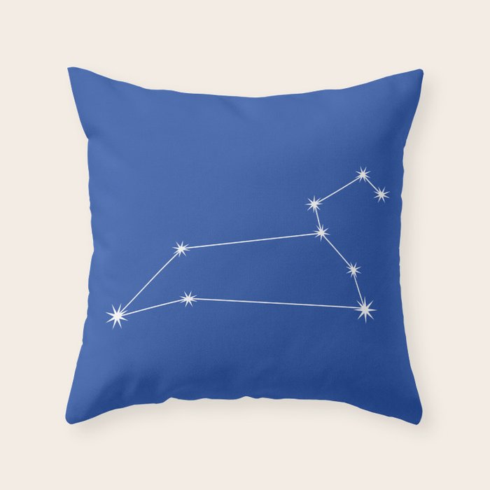 Leo Zodiac Star Constellation Line Art Vibrant Blue Throw Pillow Gallery Image 6