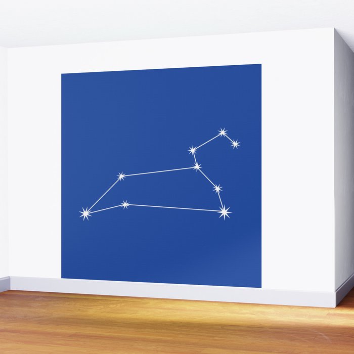 Leo Zodiac Star Constellation Line Art Vibrant Blue Wall Mural Gallery Image 2