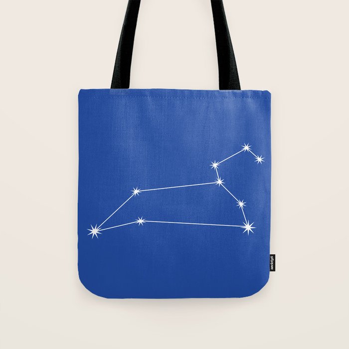 Leo Zodiac Star Constellation Line Art Vibrant Blue Tote Bag Gallery Image 1
