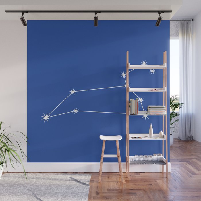 Leo Zodiac Star Constellation Line Art Vibrant Blue Wall Mural Gallery Image 1