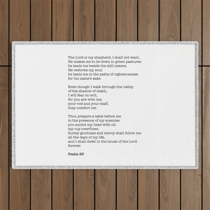 Psalm 23 Bible Verse Print - The LORD is my shepherd Outdoor Rug Gallery Image 1