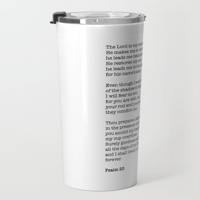 Psalm 23 Bible Verse Print - The LORD is my shepherd Travel Mug Gallery Image 3