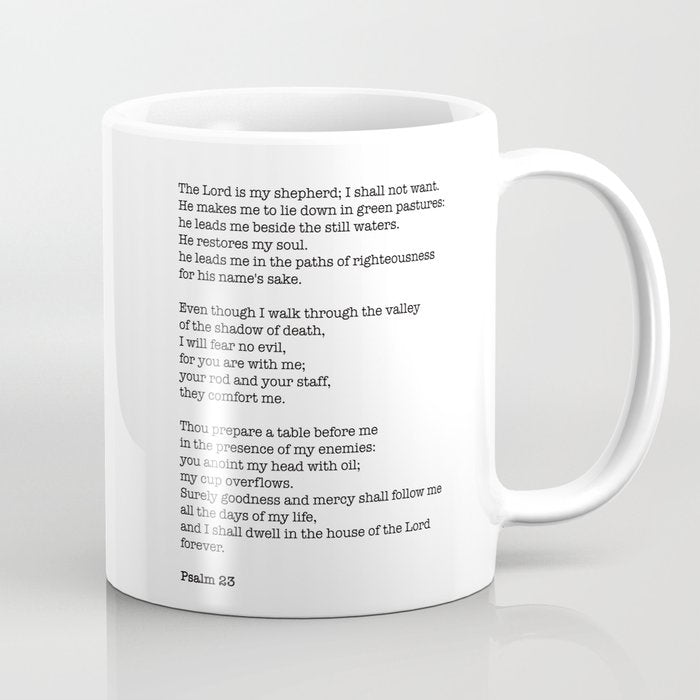 Psalm 23 Bible Verse Print - The LORD is my shepherd Coffee Mug Gallery Image 1