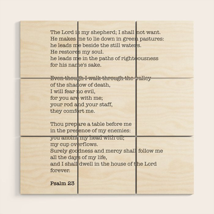 Psalm 23 Bible Verse Print - The LORD is my shepherd Wood Wall Art Gallery Image 1