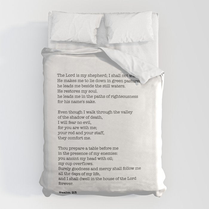 Psalm 23 Bible Verse Print - The LORD is my shepherd Duvet Cover Gallery Image 6
