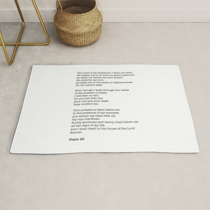 Psalm 23 Bible Verse Print - The LORD is my shepherd Rug Gallery Image 1