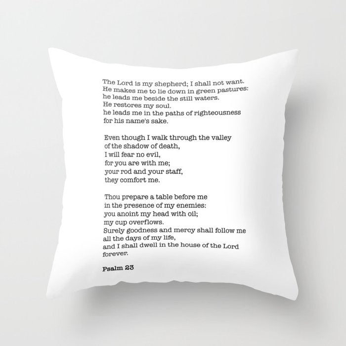 Psalm 23 Bible Verse Print - The LORD is my shepherd Throw Pillow Gallery Image 1
