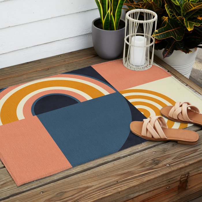 mid century geometry IV Outdoor Rug Gallery Image 2