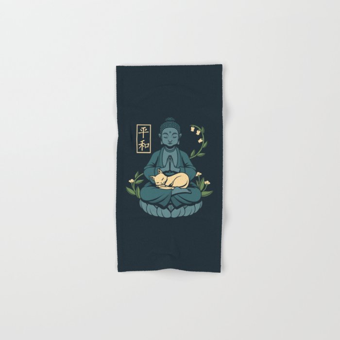 Cat Meditation Buddhism Buddha by Tobe Fonseca Bath Towel Gallery Image 1