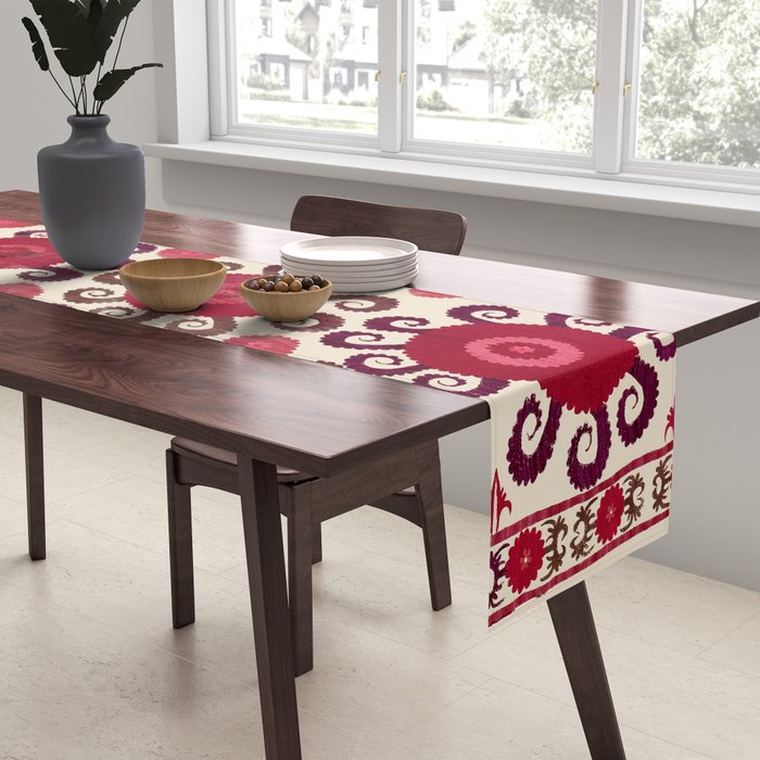 Samarkand  Southwest Uzbekistan Suzani Embroidery Print Table Runner Gallery Image 2