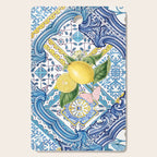 Sicilian Limones, italian mediterranean citrus fruit maiolica blue tiles Cutting Board Gallery Image 1