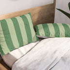 Vertical Stripes Sage Green Vertical Lines Vintage Geometric Retro Tropical Modern Minimal Pattern Pillow Sham Gallery Image 2
