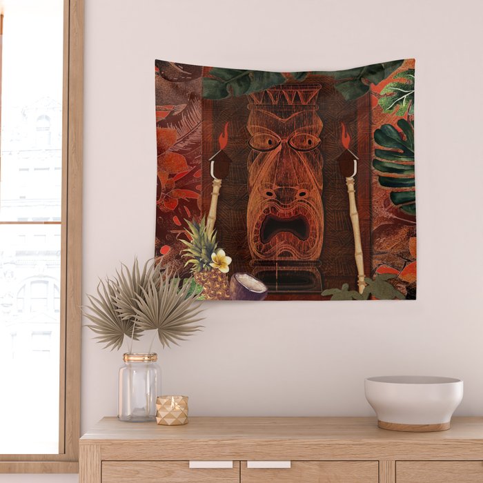 Forbidden Luau Tiki Party Wall Tapestry Gallery Image 2