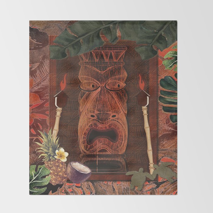 Forbidden Luau Tiki Party Throw Blanket Gallery Image 2