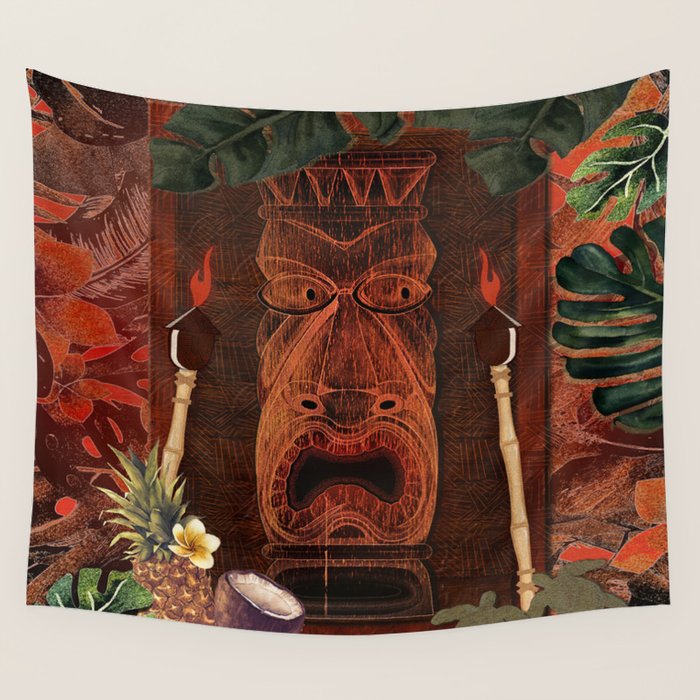 Forbidden Luau Tiki Party Wall Tapestry Gallery Image 4