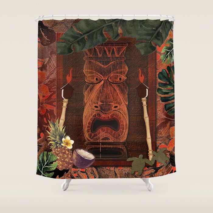 Forbidden Luau Tiki Party Shower Curtain Gallery Image 1