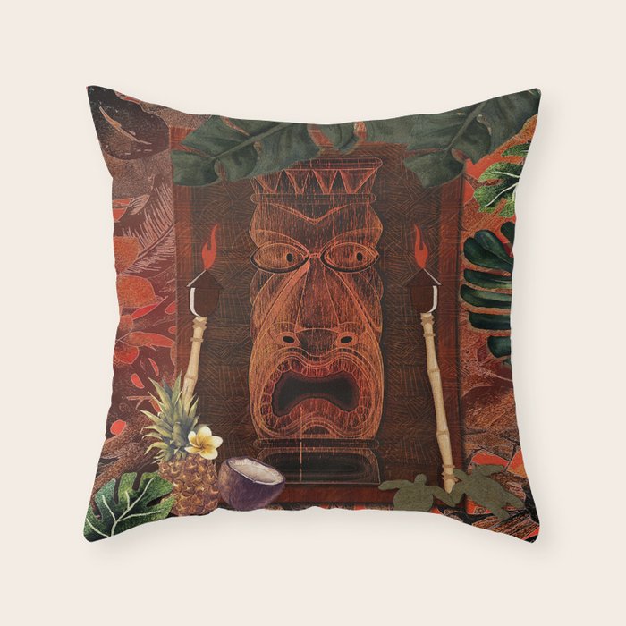 Forbidden Luau Tiki Party Throw Pillow